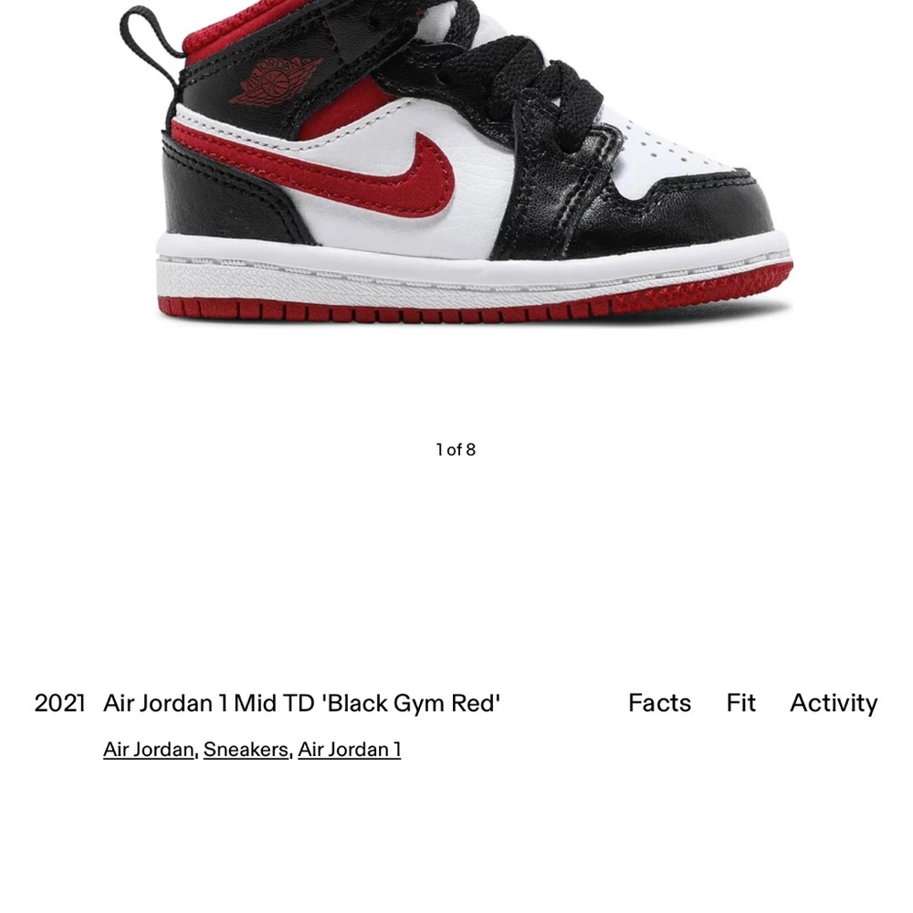 Nike Jordan 1 mid red/black -Toddler size 4c - Picture 6 of 8
